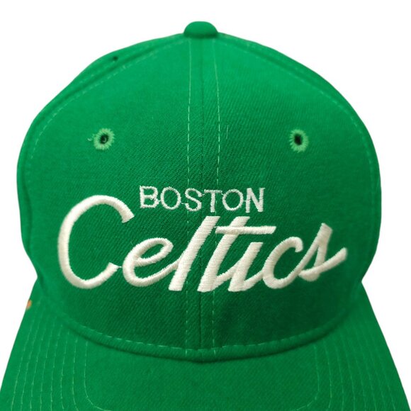 Boston Celtics Script Cap Vtg 90s READ Moth Holes Snapback Sports Specialties - Picture 12 of 16
